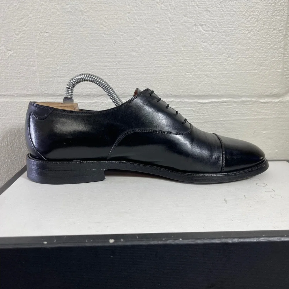 Salvatore Ferragamo Studio Black Leather Cap Toe Oxford Dress Shoes Men's 8 EE